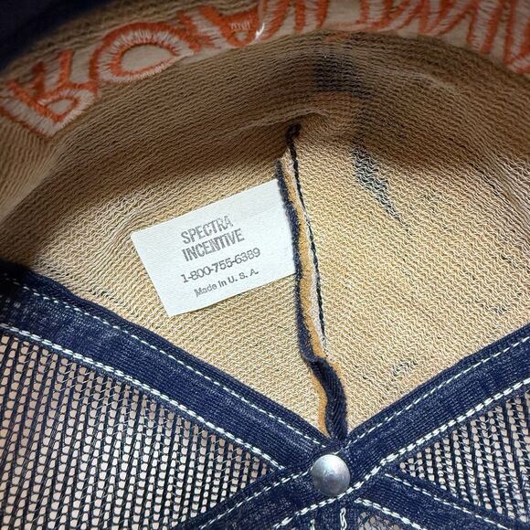 Vintage Roadway Hat Snapback Trucker Cap Mens Blue Orange Mesh Back Made In USA - Picture 6 of 6